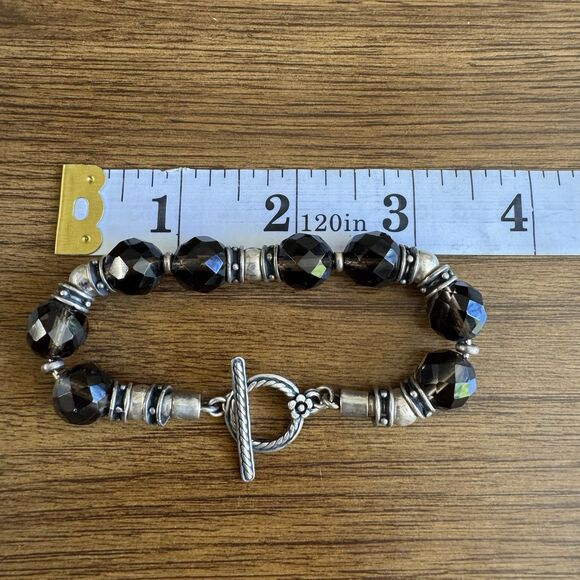 Vintage SILPADA Sterling Silver Faceted Smoky Quartz Bracelet Chunky Beaded RARE - Picture 11 of 16
